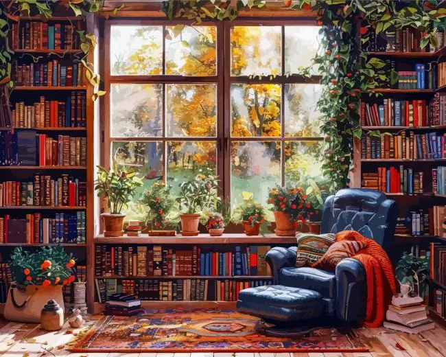 Quiet Library Corner paint by numbers Quiet Library Corner Paint By Numbers