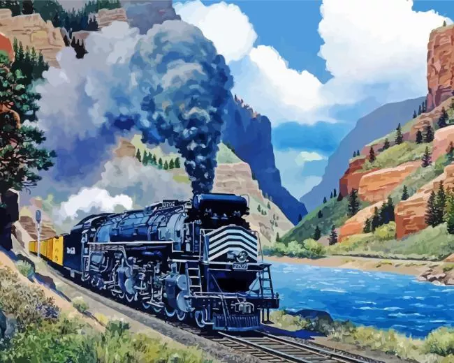 Denver and Rio Grande Western No. 3707 paint by numbers Denver and Rio Grande Western No. 3707 Paint By Number