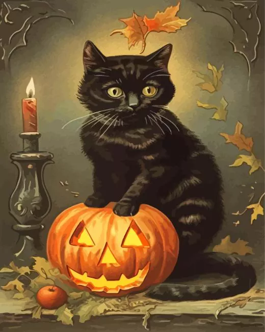halloween cat paint by number Halloween Cat Paint By Numbers
