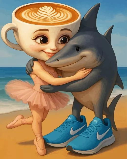 tralalero Trulala and ballerina capuchina paint by number Tralalero Trulala And Ballerina Capuchina Paint By Numbers