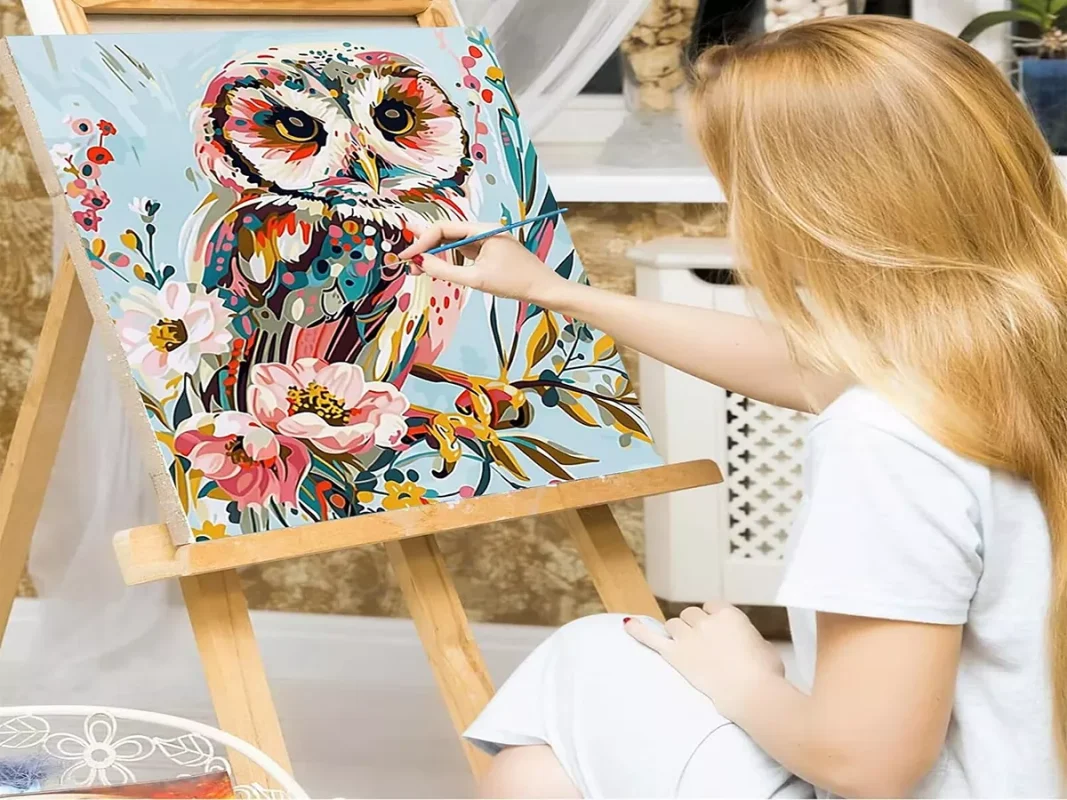 Owl Painting by Numbers as a Mindful Escape