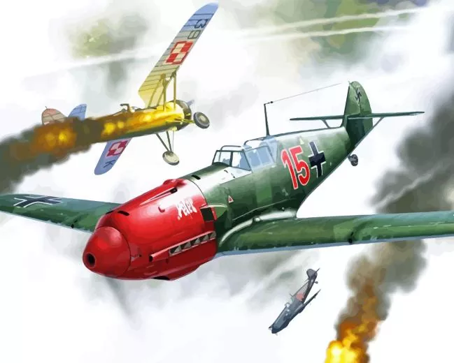 World War II Messerschmitt Bf 109 paint by numbers World War II Messerschmitt Bf 109 Paint By Numbers