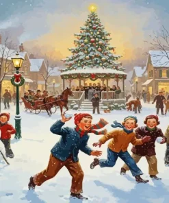 The First Snow Of Christmas Eve Paint By Numbers