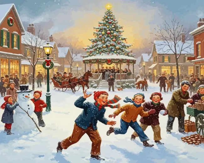 The First Snow of Christmas Eve The First Snow Of Christmas Eve Paint By Numbers