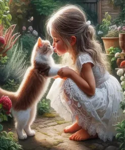 Girl And Her Cat Paint By Numbers