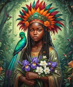 African Girl And Bird Paint By Numbers