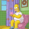 Homer Simpson Sitting On The Toilet Paint By Numbers