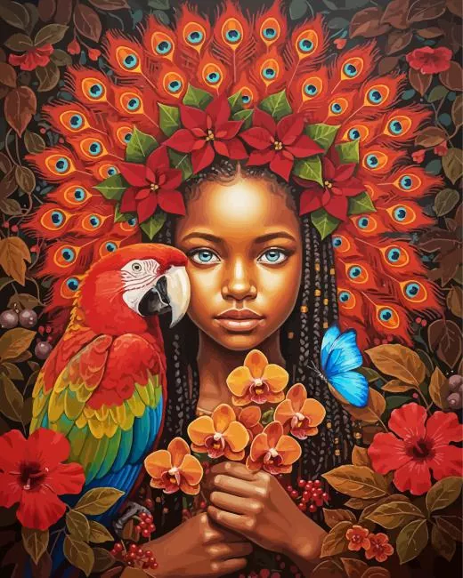 Parrot African girl paint by numbers Parrot African Girl Paint By Numbers