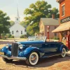 Blue Vintage Car Paint By Numbers