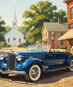 Blue Vintage Car Paint By Numbers
