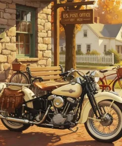 Beige Motorcycle Paint By Numbers
