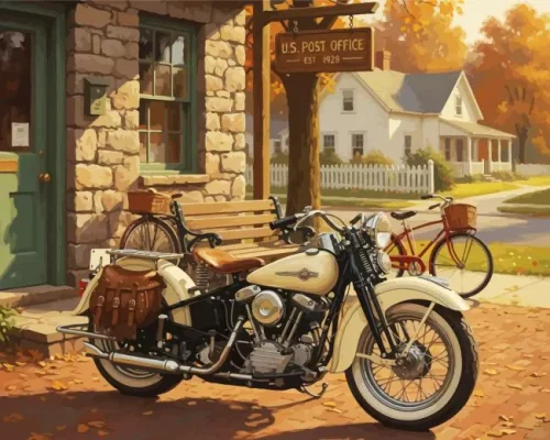 Beige Motorcycle Paint By Numbers