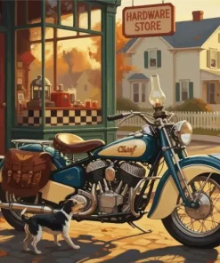 Vintage Blue Motorcycle Paint By Numbers