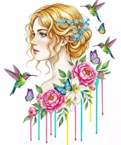 Floral Girl Art Paint By Numbers