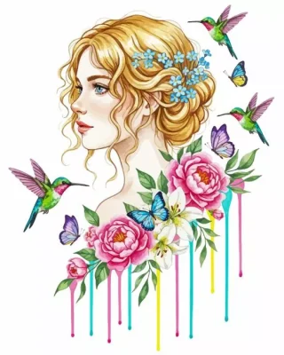 Floral Girl Art Paint By Numbers
