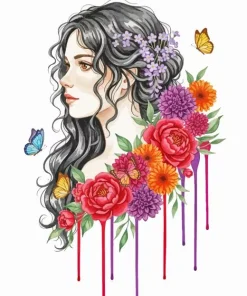 Floral Girl Paint By Numbers