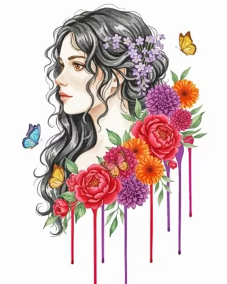 Floral Girl Paint By Numbers