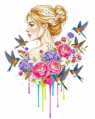 Floral Girl Paint By Numbers
