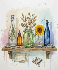 Glass Bottles And Jars Paint By Numbers
