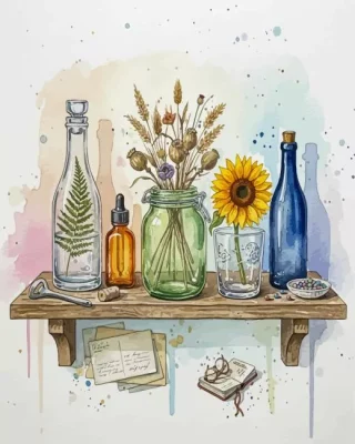 Glass Bottles And Jars Paint By Numbers