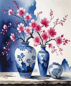 Japanese Flowers Style Paint By Numbers
