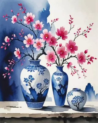 Japanese Flowers Style Paint By Numbers