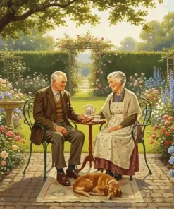 Old Couple On A Date Paint By Numbers