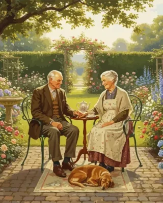 Old Couple On A Date Paint By Numbers 
