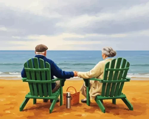 Old Couple On A Date Art Paint By Numbers 