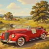 Red Vintage Car Paint By Numbers