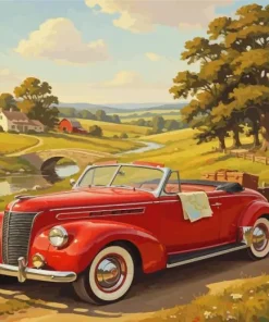 Red Vintage Car Paint By Numbers