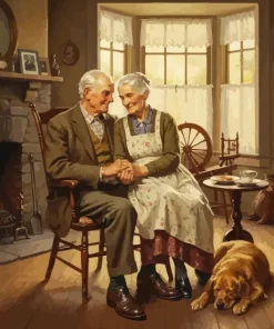 Romantic Old Couple Paint By Numbers