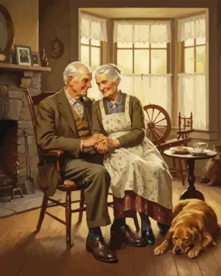 Romantic Old Couple Paint By Numbers
