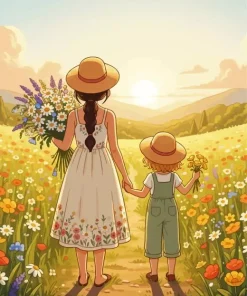 Sisters And Flowers Paint By Numbers