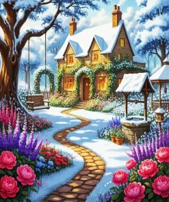Snowy Garden Paint By Numbers