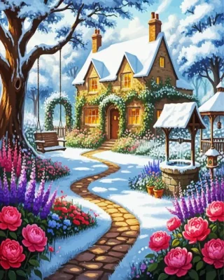 Snowy Garden Paint By Numbers