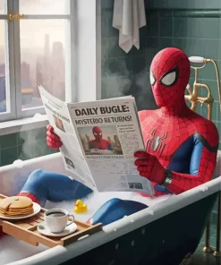 Spiderman Bathing Paint By Numbers