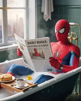 Spiderman Bathing Paint By Numbers 