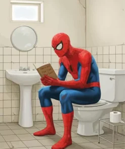Spiderman Sitting On The Toilet Paint By Numbers