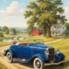 Vintage Blue Car Paint By Numbers