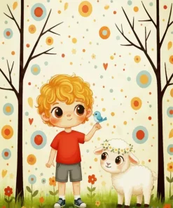 Boy And His Animal Friends Paint By Numbers