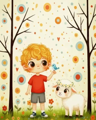 Boy And His Animal Friends Paint By Numbers