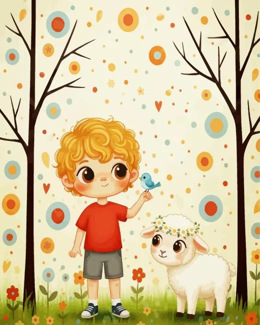 Boy And His Animal friends paint by numbers Boy And His Animal Friends Paint By Numbers