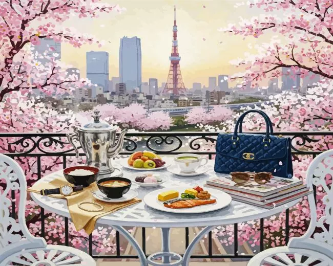 Breakfast in Tokyo Japan paint by number Breakfast In Tokyo Paint By Numbers