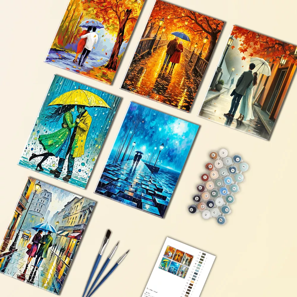 Couple under umbrella mini paint by numbers