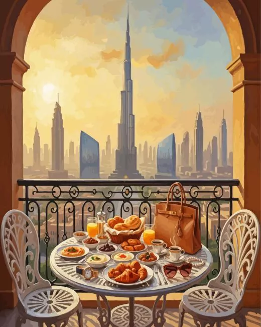 Dubai Breakfast paint by numbers Dubai Breakfast Paint By Numbers