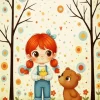 Girl And Bear Paint By Numbers