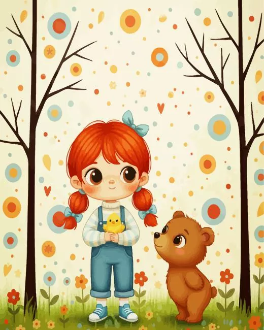 Girl And Bear paint by numbers Girl And Bear Paint By Numbers