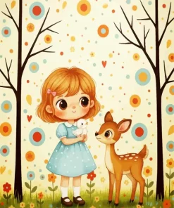 Girl And Deer Paint By Numbers