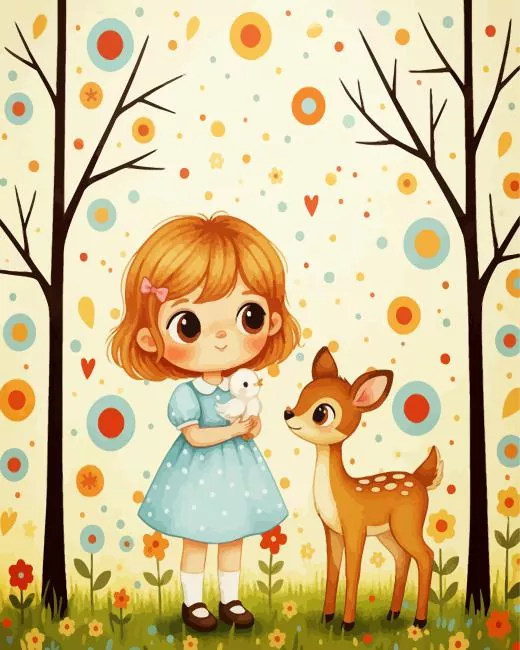 Girl and Deer paint by number Girl And Deer Paint By Numbers